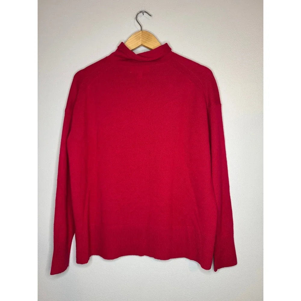Nordstrom 100% Cashmere Mock Neck Sweater Red Long Sleeve XS Womens
